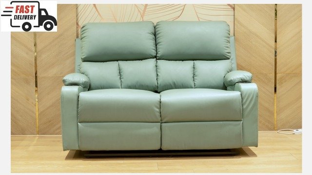 Roma 2 Seater Manual recliner in Leatherette Deep Blue color By Furnitech.